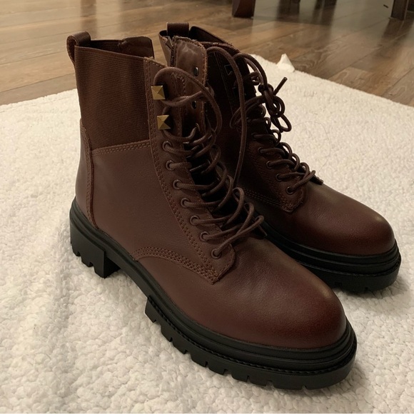 Aldo  Burgundy Combat Boots - Picture 3 of 12